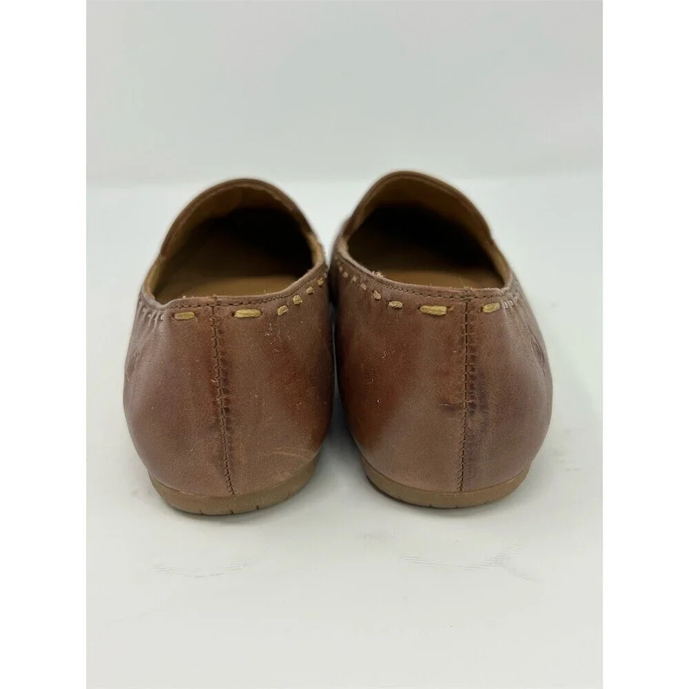 Born Womens Loafers Brown Woven Vamp Slip-On Driving Moc Flats Size 7.5